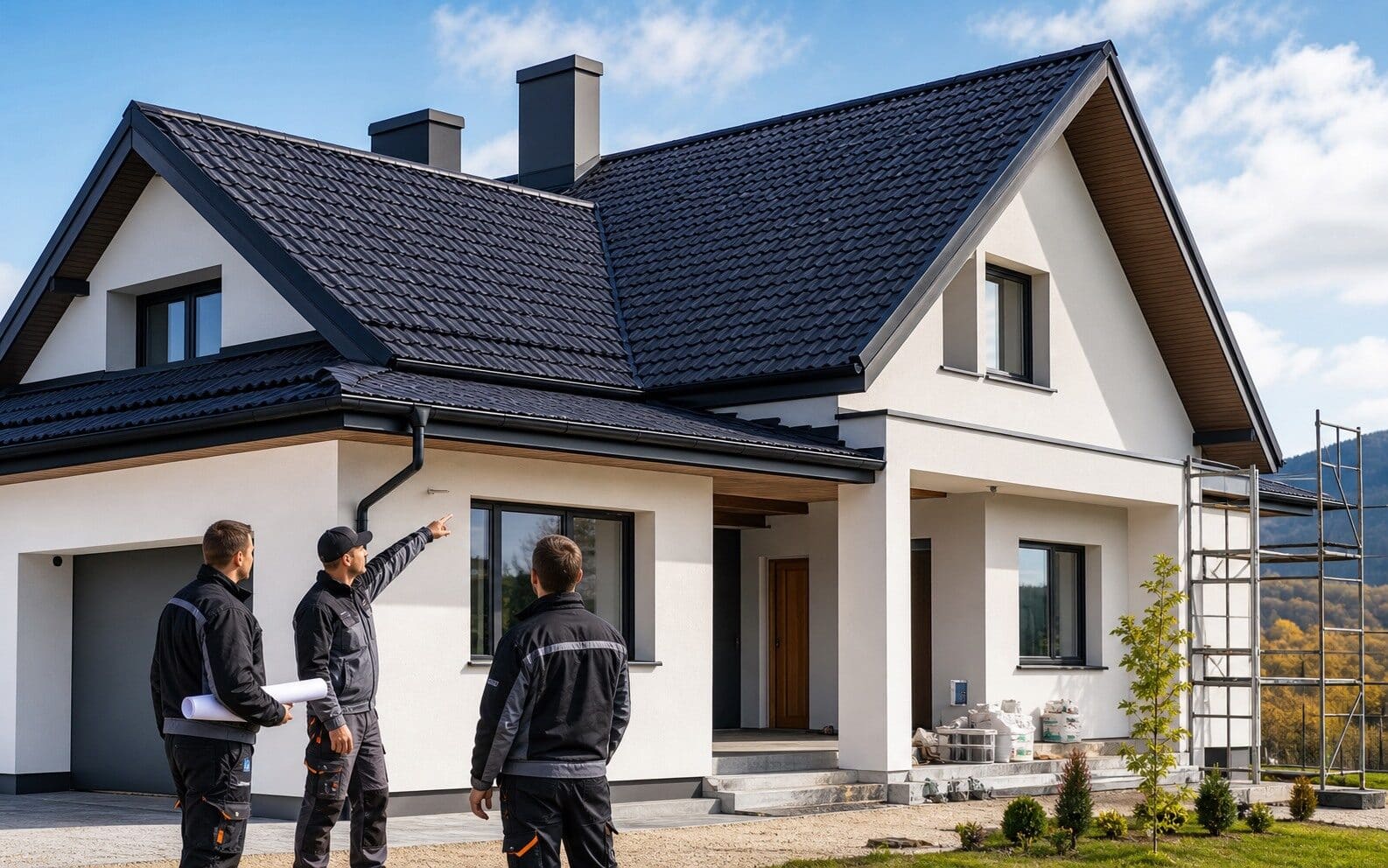 Casa moderna cu acoperis nou montat de echipa Acoperis Durabil